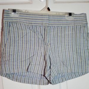 LOFT cotton shorts blue yellow stripe 0